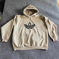 Vintage Adidas Originals Trefoil Hoodie Tan Beige Made in USA Mens XL RN88387