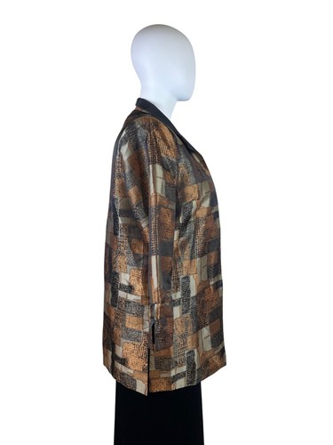 Gumps Womens Multicolor Satin Pattern Jacket Abstract Blocks Design Size 12 - Picture 2 of 8