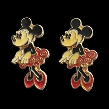 Vintage Minnie Mouse Enamel Stud Earrings Disney