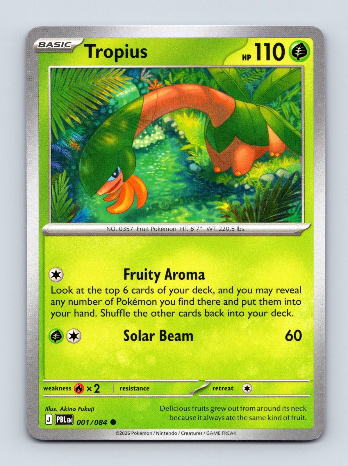 Tropius 001/084 Common Pitch Black Pokemon Near Mint