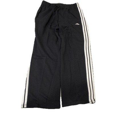 Adidas Black Essentials 3-Stripes Woven Wide Leg Trousers Size XL