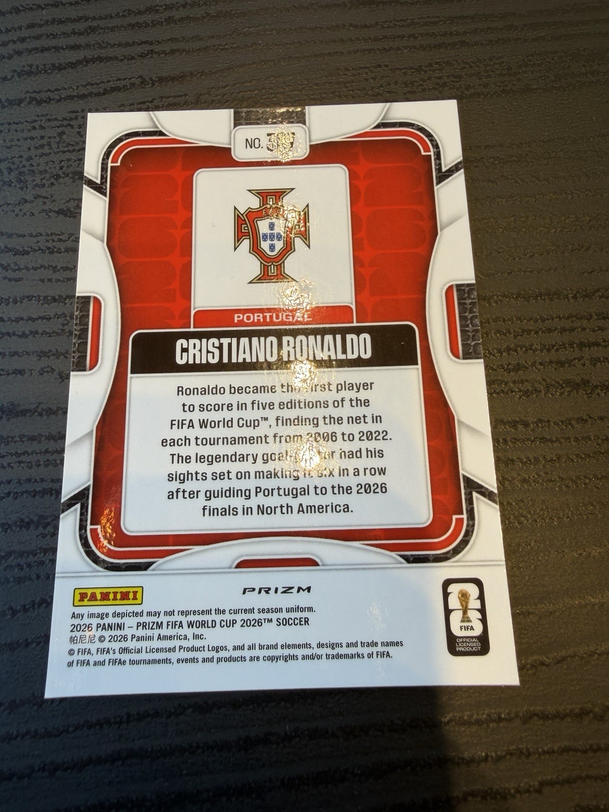 Cristiano Ronaldo 2026 Prizm World Cup Silver. view 2