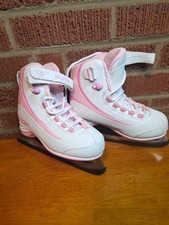 Riedell Soar Girls Ice Skates Spiral Blade Pink / White Youth Size 2Jr