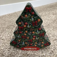 Walkers Christmas Tree Biscuit Tin Product of Scotland Empty Good Condition