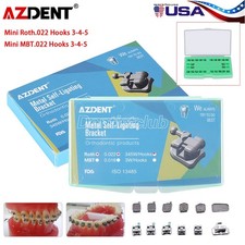AZDENT Dental Orthodontic Self-Ligating Brackets Braces Roth/MBT .022 Hook 3 4 5