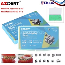 AZDENT Dental Orthodontic Self-Ligating Brackets Braces Roth/MBT .022 Hook 3 4 5