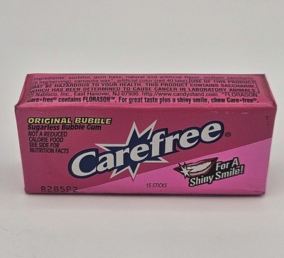 RARE Vintage 1980s CAREFREE Original Bubble Gum 15 Stick Pack NOS Collectible