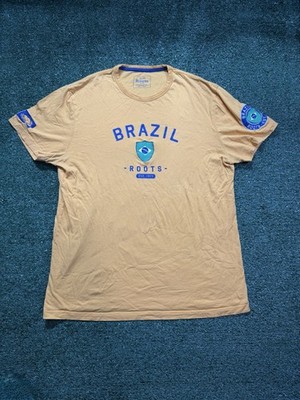 Roots Canada Brazil Worldwide Long Sleeve T-Shirt Beige XL Embroidered World Cup