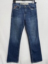 Ariat Girl's Jeans Size 16 B4 Boot Mid Rise Relaxed Fit Medium Wash ZipFly Denim