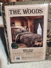 THE WOODS CAMO CAMOUFLAGE NEW 5 PC CURTAIN SET HUNTING CABIN LODGE CURTAINS