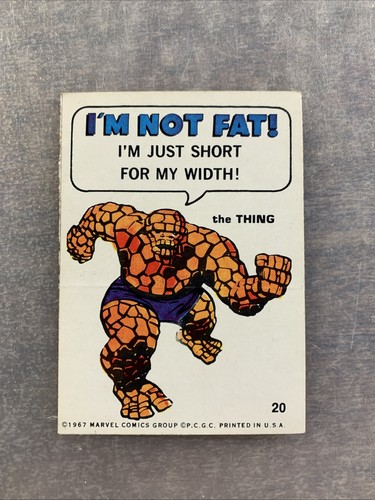1967 Marvel Super Hero Sticker Card #20 THING Vintage Philadelphia Gum