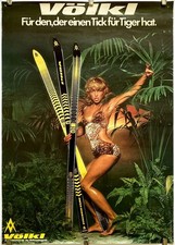 Póster Original Vintage ESQUÍ - VOLKL - ESQUÍS - ANUNCIO - TIGRE - AÑOS 70