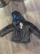 Carter s Boys Hooded Fleece Lined Zip Jacket 5-6Y Gray/Black Winter