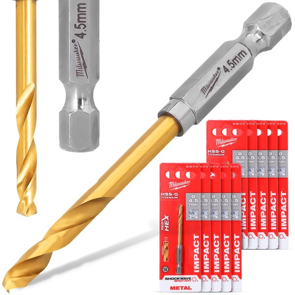 10X Metallbohrer Stahlboherer 4,5 Mm Hex Milwaukee Spiralbohrer Edelstahlbohrer-image