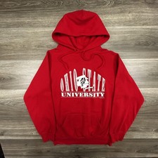 Vintage 80s Ohio State Buckeyes Hoodie Mens XL Red Football Signal Sweatshirt