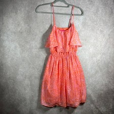 Lilly Pulitzer For Target Satin Flounce Dress Women XS Orange Giraffing Me Crazy