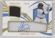 2021 Immaculate Clearly Clutch Rookie Materials Gold 13/25 Lewin Diaz Auto 02v3