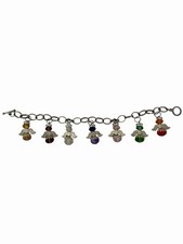 Guardian Angel Bead Colorful Charm Bracelet w/ 7 Angels, 8 Length EUC