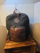 *Duluth Pack BLACK Canvas & Brown Leather Backpack Made In USA YKK Zip Rare "C"