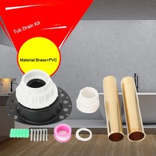 PVC Freestanding Tub Drain Kit, Bathtub Drain Rough-in Kit w/ Adapter&Tail Pipes