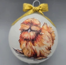 B037 Hand-made Christmas Ornament - chicken - gold buff silky silkie hen (gold)