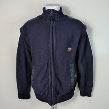 Paul & Shark Men's Yachting Big Logo Reversible Knit Jacket Vest Navy Vintage L