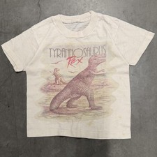Vintage 80s Tyrannosaurus Rex Dinosaur Kids Tee Cotton Fits Youth Small