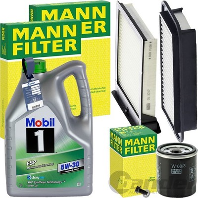 MANN INSPEKTIONSPAKET+MOBIL1 5W-30 ÖL passend für PEUGEOT 107 TOYOTA AYGO 1.0