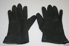 Vintage Black Soft Faux Leather Women's Gloves 6 - 6 1/2 Good To Fair Rare