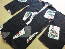 Offerta:Giacca giapponese Kimono Haori Nero Vintage Antico100%seta collezionista