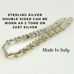 WM-925-Sterling-Silver-Made-In-Italy-Heart-2-Tone-Double-Sided-Bracelet-7-034