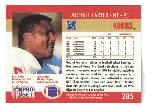 Juego de tarjetas de la Liga Nacional de Fútbol Americano 1990 NFL Pro Set - Imagen 5 de 107