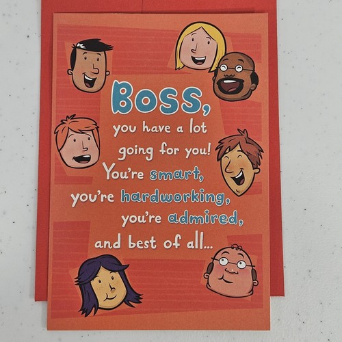 Hallmark Boss Day Greeting Card Happy Employees 7x4.5" Quote inside Envelope USA - Picture 3 of 8