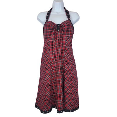 slim fit dress slacks Vintage 1970s Oscar de la Renta Plaid Halter Dress main image 1