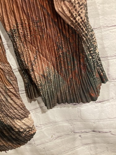 Top envolvente kimono plisado negro marrón estampado fluido talla grande de Zara para mujer nuevo con etiquetas - Imagen 6 de 14