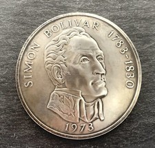 925/- Silbermünze, 20 Balboas, Simon Bolivar, Panama, 1973, Schön