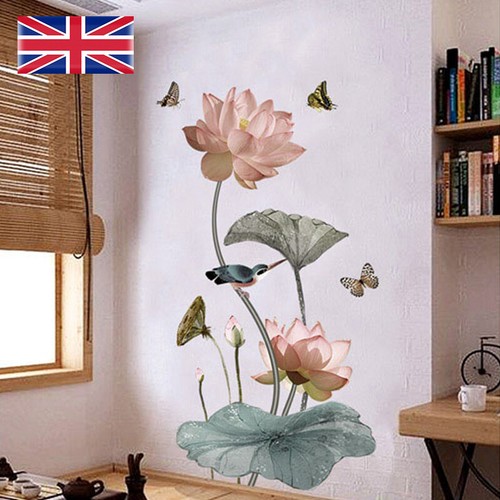 Decor DIY Large Selfadhesive Decal Art Mural Vinyl Lotus Flower Wall