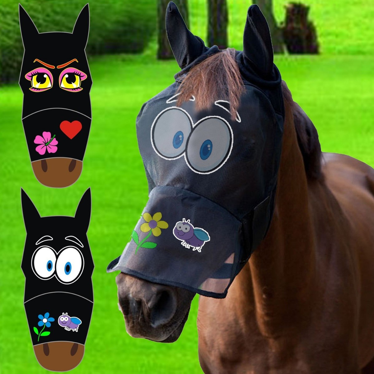 Masque filet anti-mouches pour cheval de paddock Daslö - Poney
