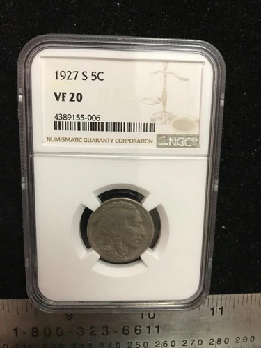 1927-S VF20 NGC Certified Very Fine Buffalo 5C Nickel Indian Head Type Coin 002