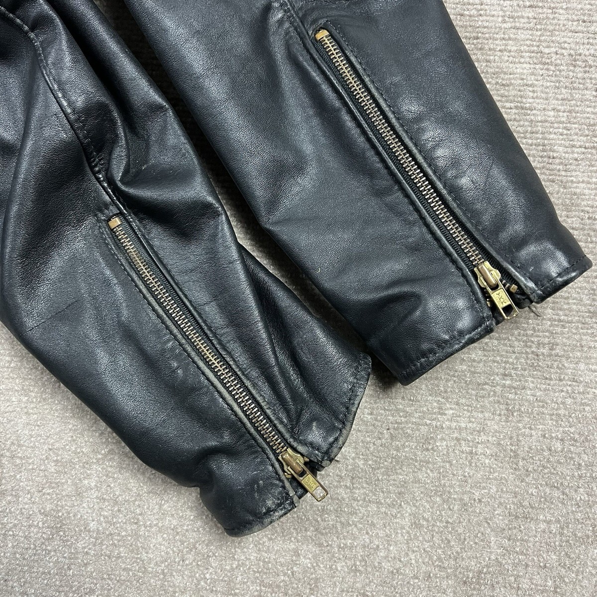 Vintage 70s Brooks Motorcycle Leather Jacket Mens 46 Talon Vintage 70s Brooks Motorcycle Leather Jacket Mens 46 Talon