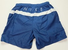 Rare VTG NIKE Embroidered Swoosh Spell Out Swimming Trunks Shorts 90s Navy SZ L