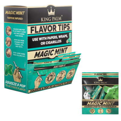 King Palm | Mint | 2-100 Flavoured Filter Tips | Squeeze & Pop | 7mm | 2-50 Pack