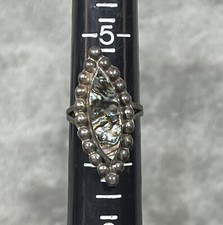 Vintage sterling silver signed 925 Mexico Oval Abalone Shell ring Size 6.5  