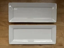 Set 2 BIA Cordon Bleu 12” x 5” White Rectangular Platter Serving Dish