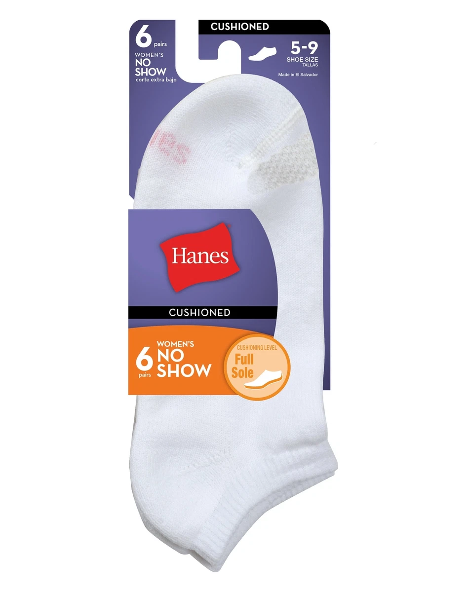 Hanes 6 Pack No Show Socks Womens Cool Comfort Wicking Breathable