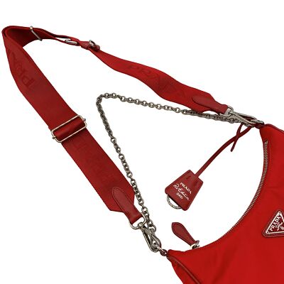 Authentic PRADA Re-Edition 2005 Mini Porch Bag Shoulder Bag Red