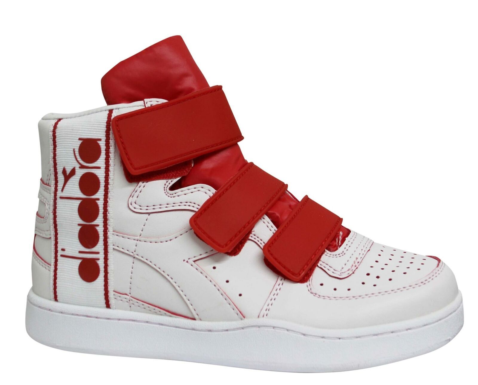 Diadora MI Basket Tape White Red Strap Hook \u0026amp; Loop Mens Trainers C6389  | eBay