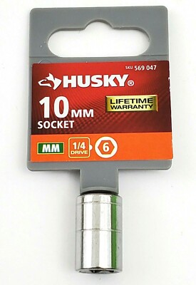 Husky 10 mm  Socket for 1/4'' Drive 6 Point Metric H4D6P10MM