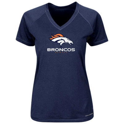 Denver Broncos Women's Power Run Heathered Navy Cool Base T-Shirt (XL) - Main Image
