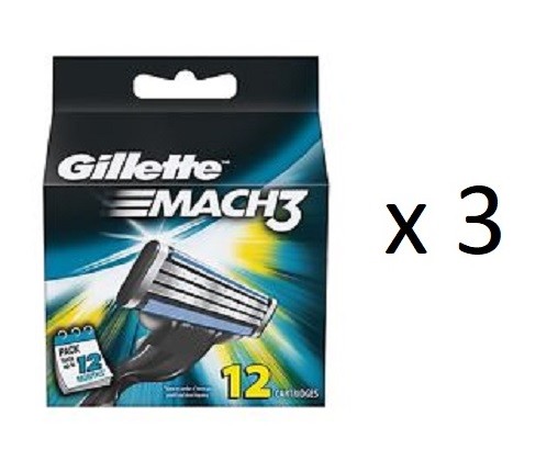 Gillette mach-3 c w l 12pcs o (4902430526937)